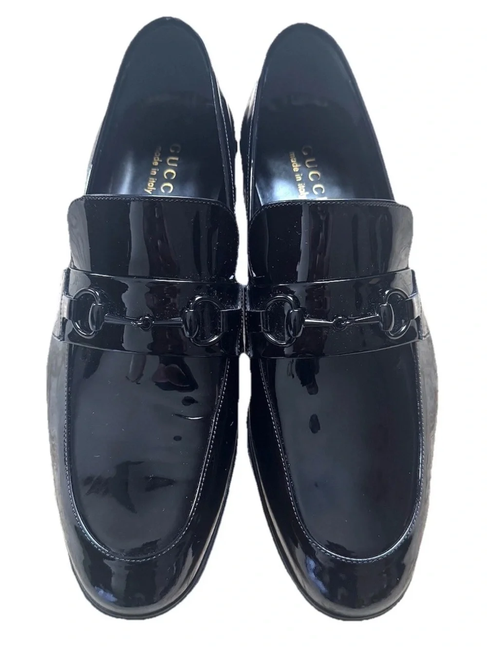 Gucci Black Patent Leather Horsebit Penny Loafers
